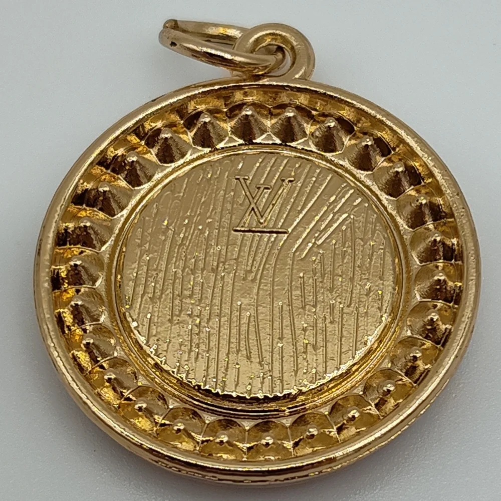 LOUIS VUITTON Pink Rhinestone Medallion Zipper Pull Charm